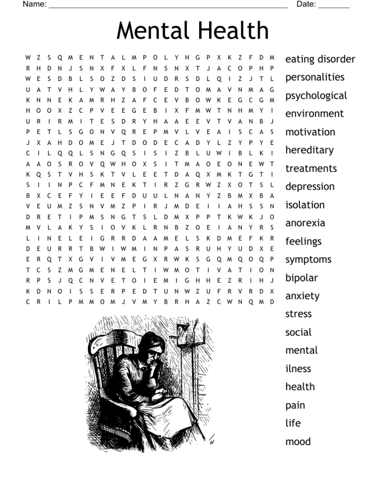 Mental Health Word Search WordMint