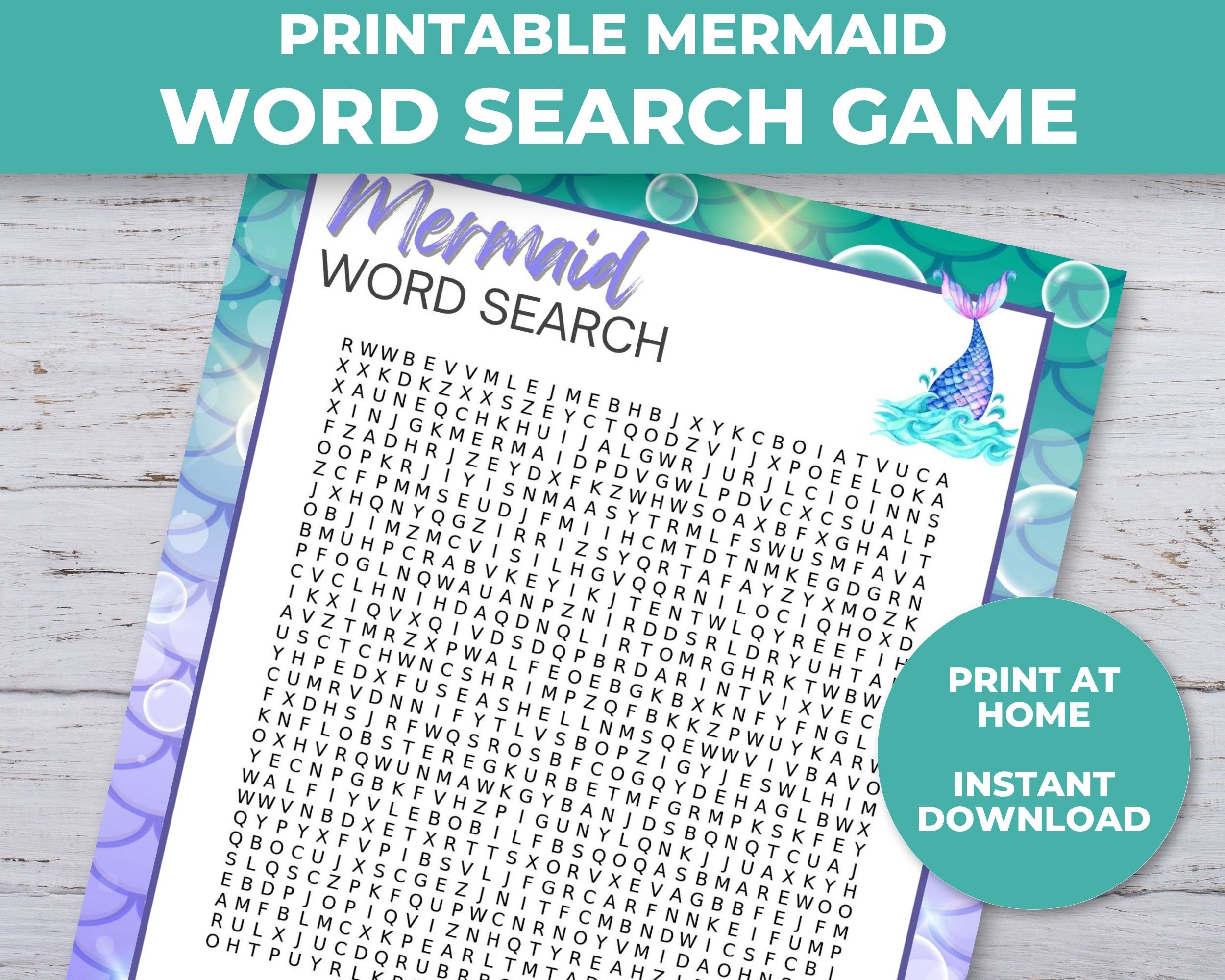 Mermaid Word Search Mermaid Party Game Mermaid Printable Word Search Printable Mermaid Games Birthday Word Search Puzzle Kids Etsy