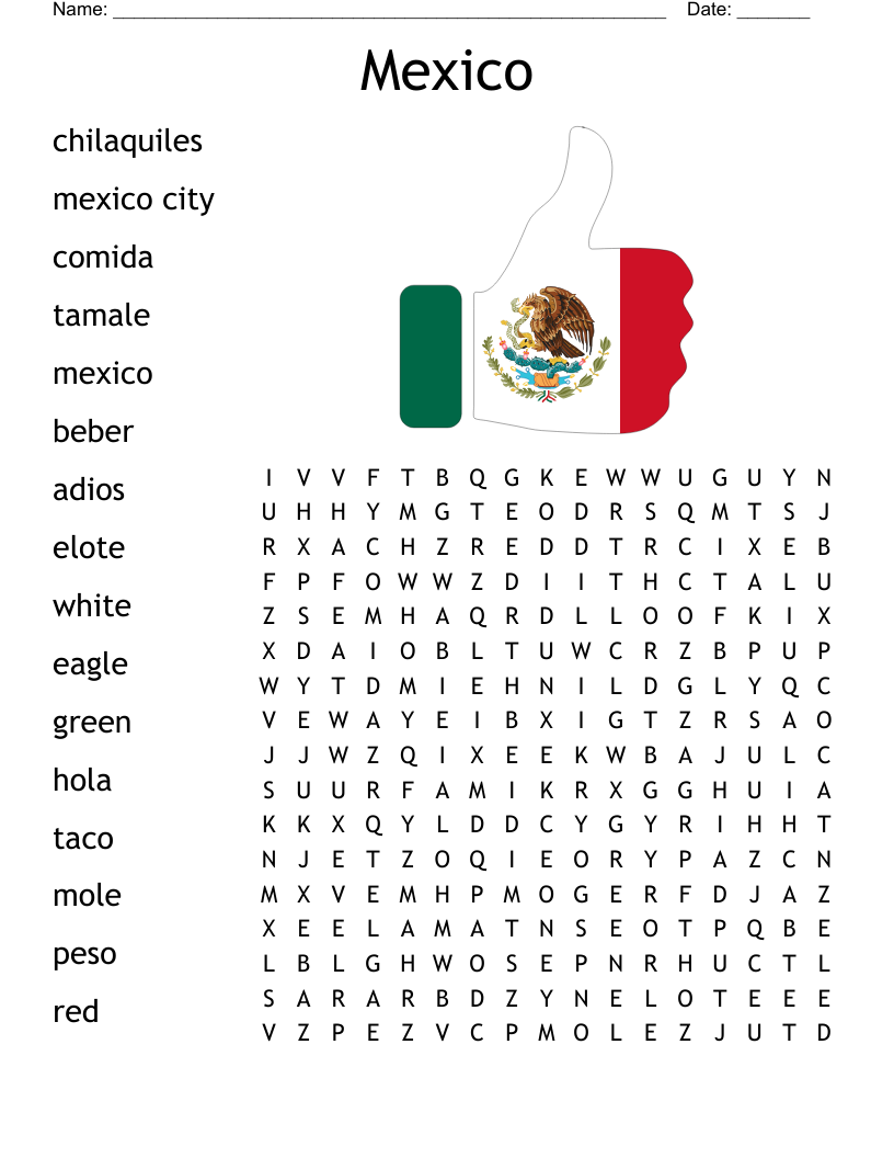 Mexico Word Search WordMint