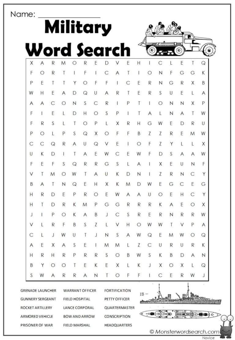 Military Word Search Monster Word Search