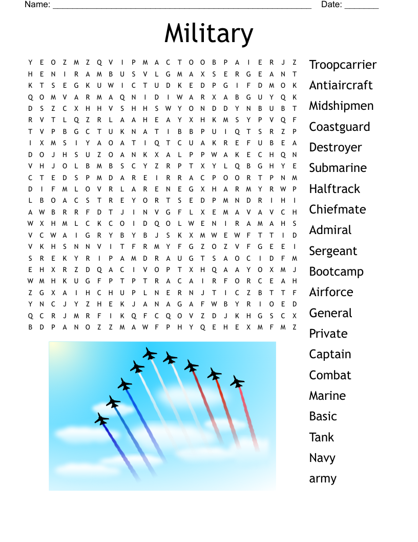 Military Word Search WordMint