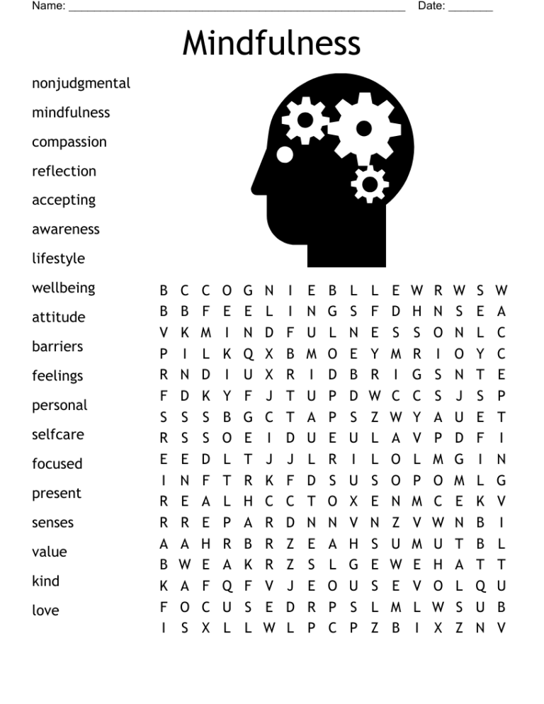 Mindfulness Word Search WordMint