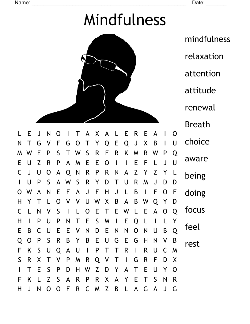 Mindfulness Word Search Printable Free