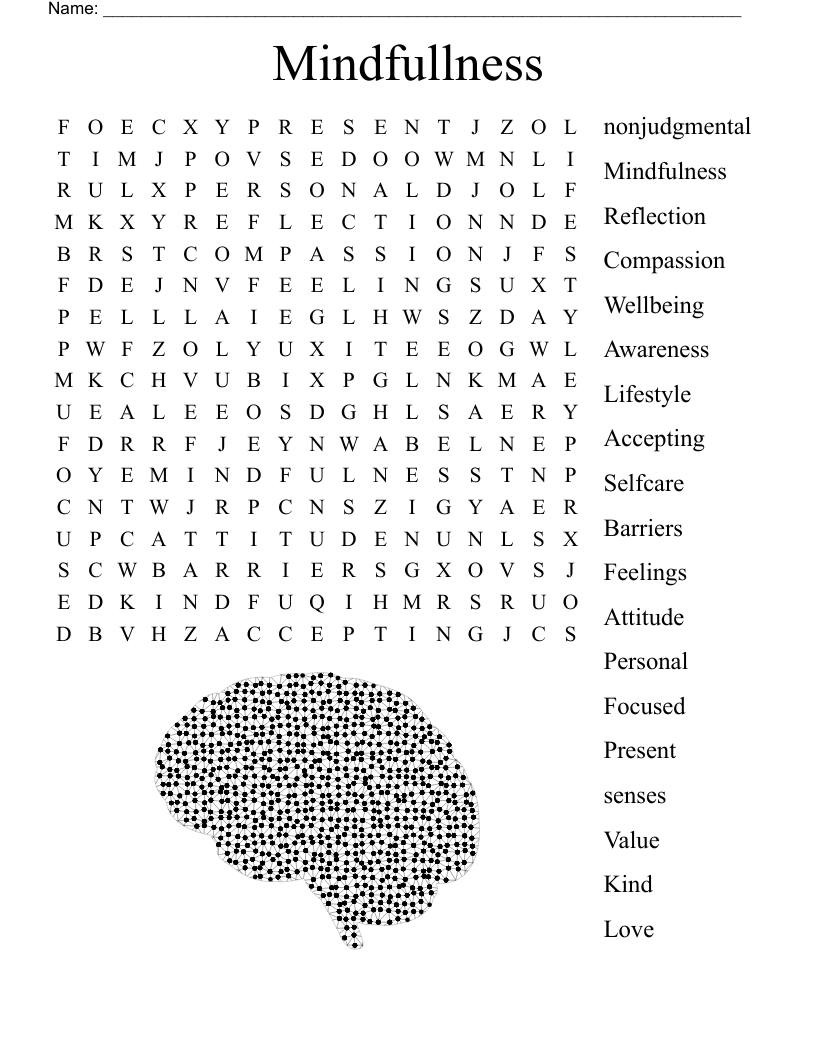 Mindfulness Word Search WordMint