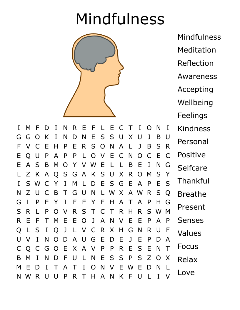 Mindfulness Word Search WordMint
