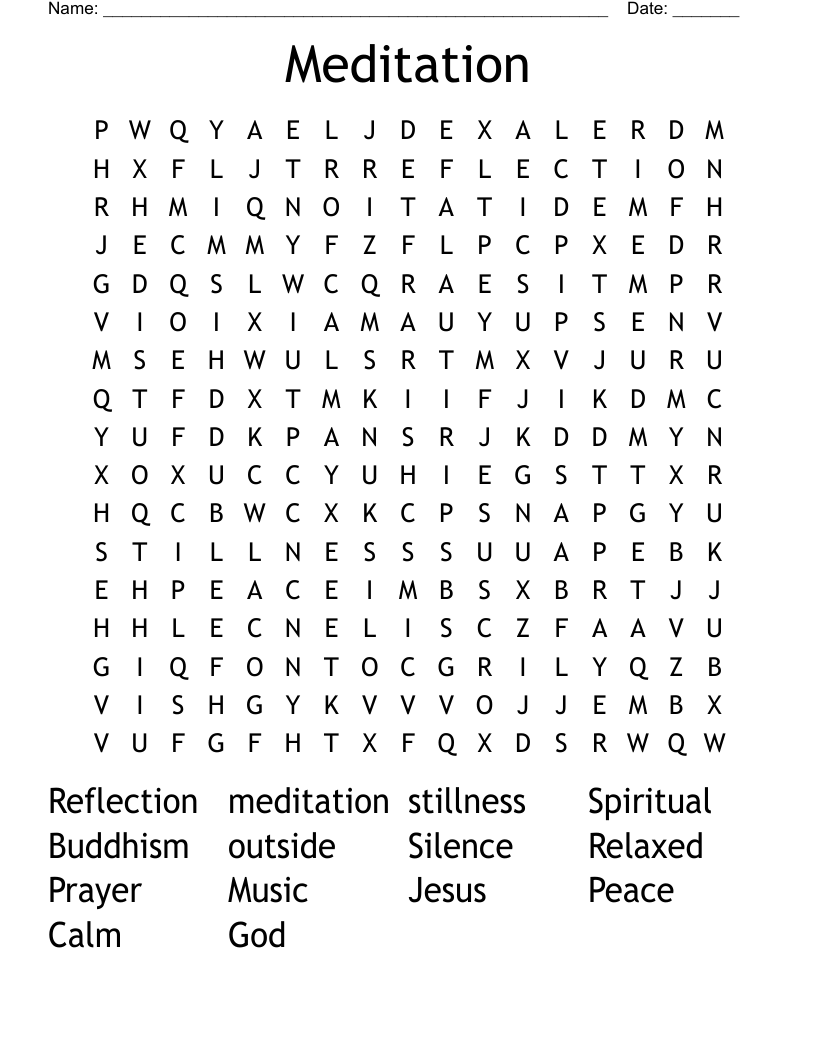 Mindfulness Word Search WordMint