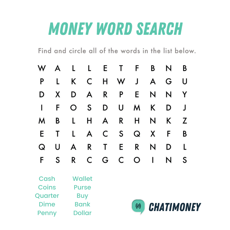 Money Vocabulary Word Search Teaching Resources Worksheets Library