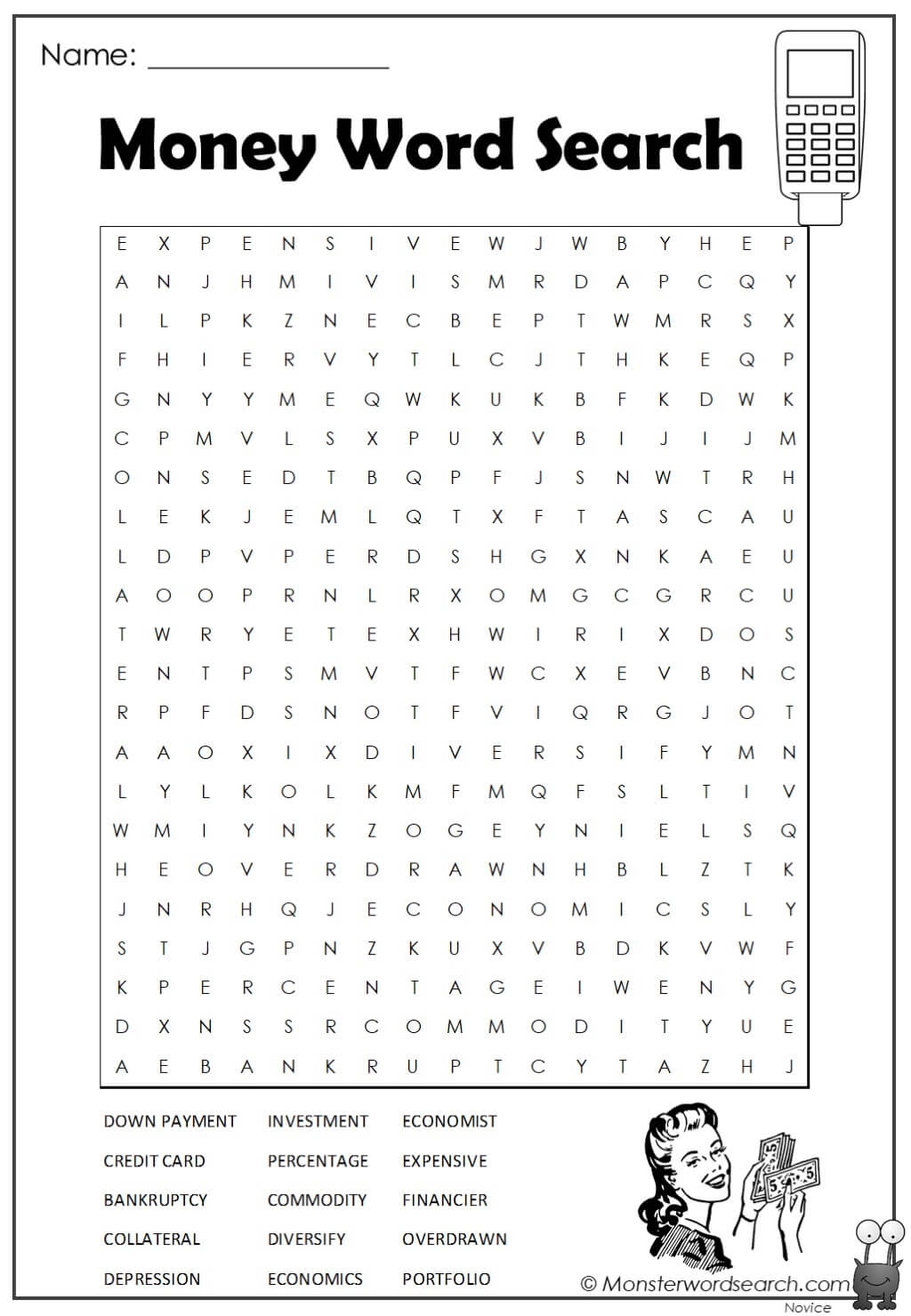 Money Word Search Monster Word Search Money Word Search Monster Word Search