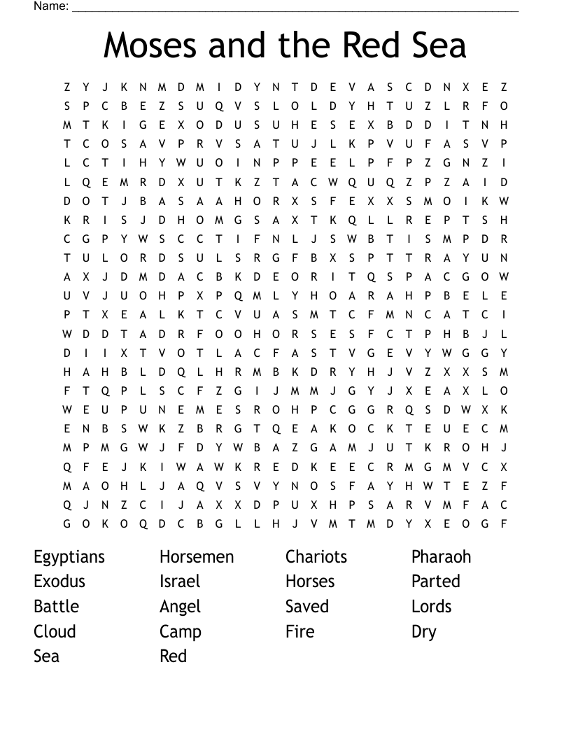 Moses And The Red Sea Word Search WordMint
