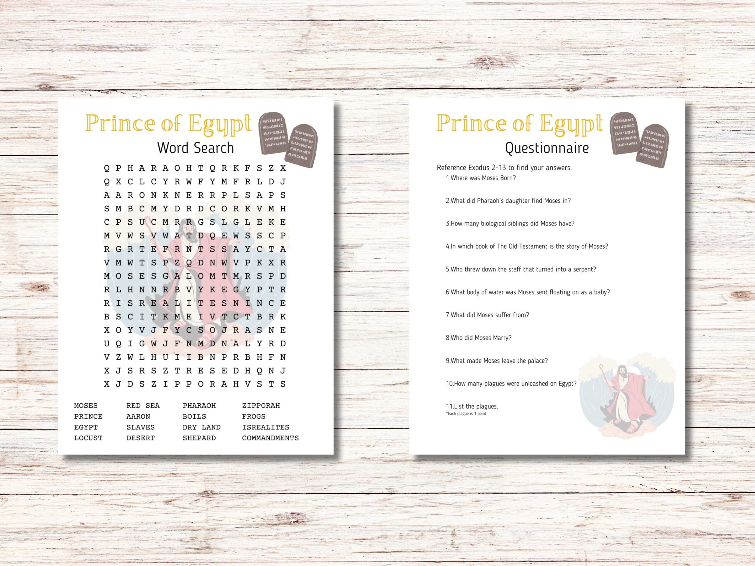 Moses Word Search U0026 Trivia Quiz Bible Activities For Kids Prince 