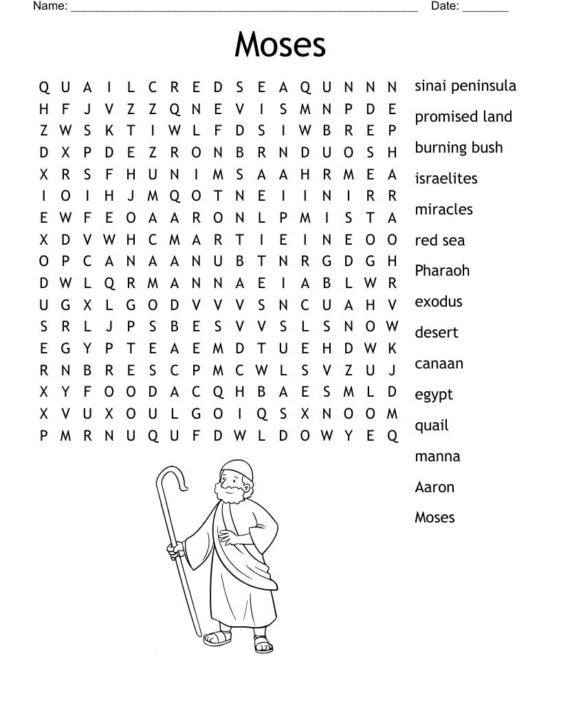 Moses Word Search WordMint
