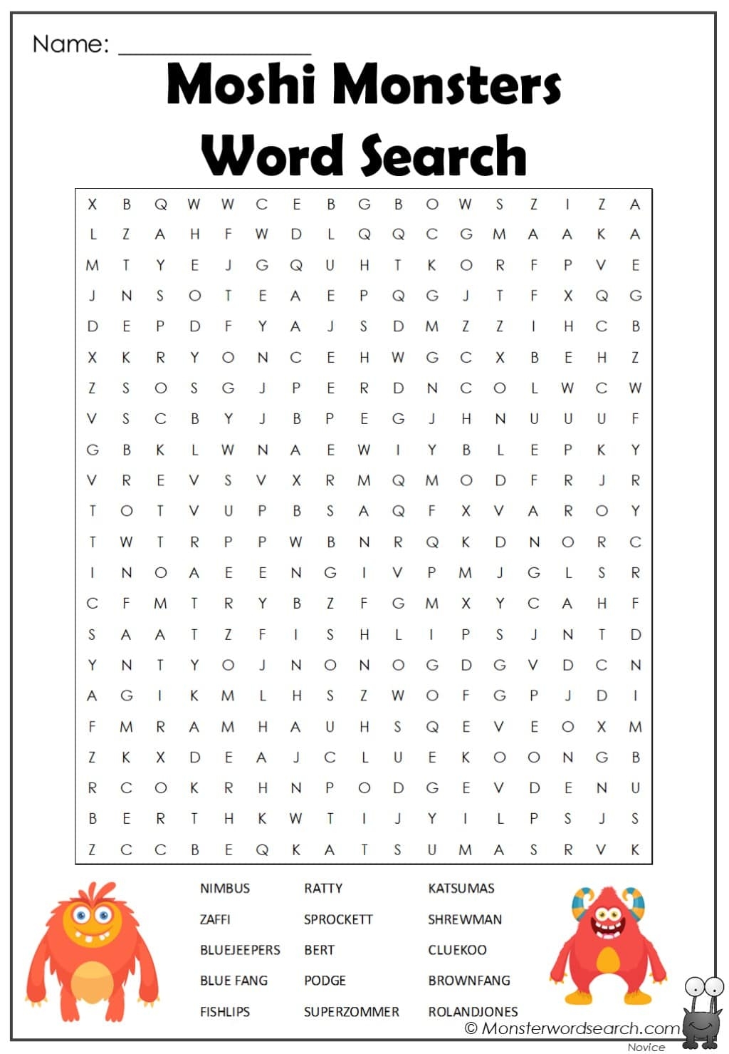 Moshi Monsters Word Search Monster Word Search Moshi Monsters Word Search Monster Word Search