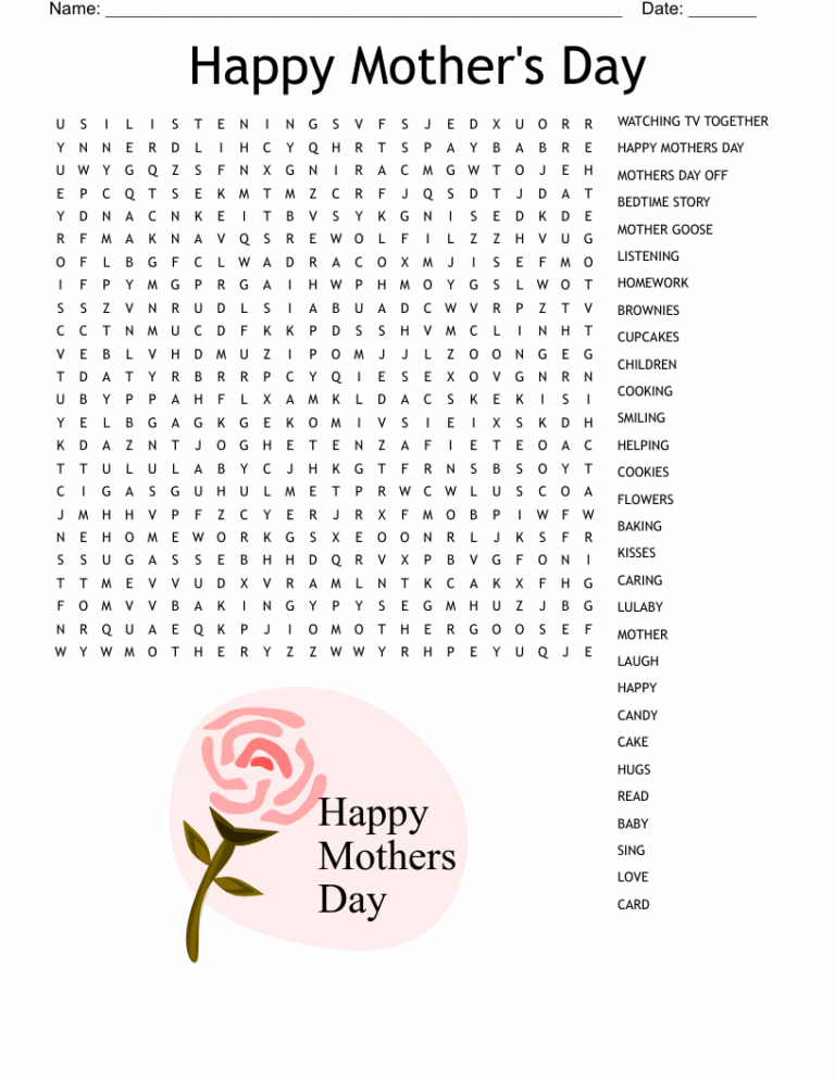 Mother s Day Word Search WordMint