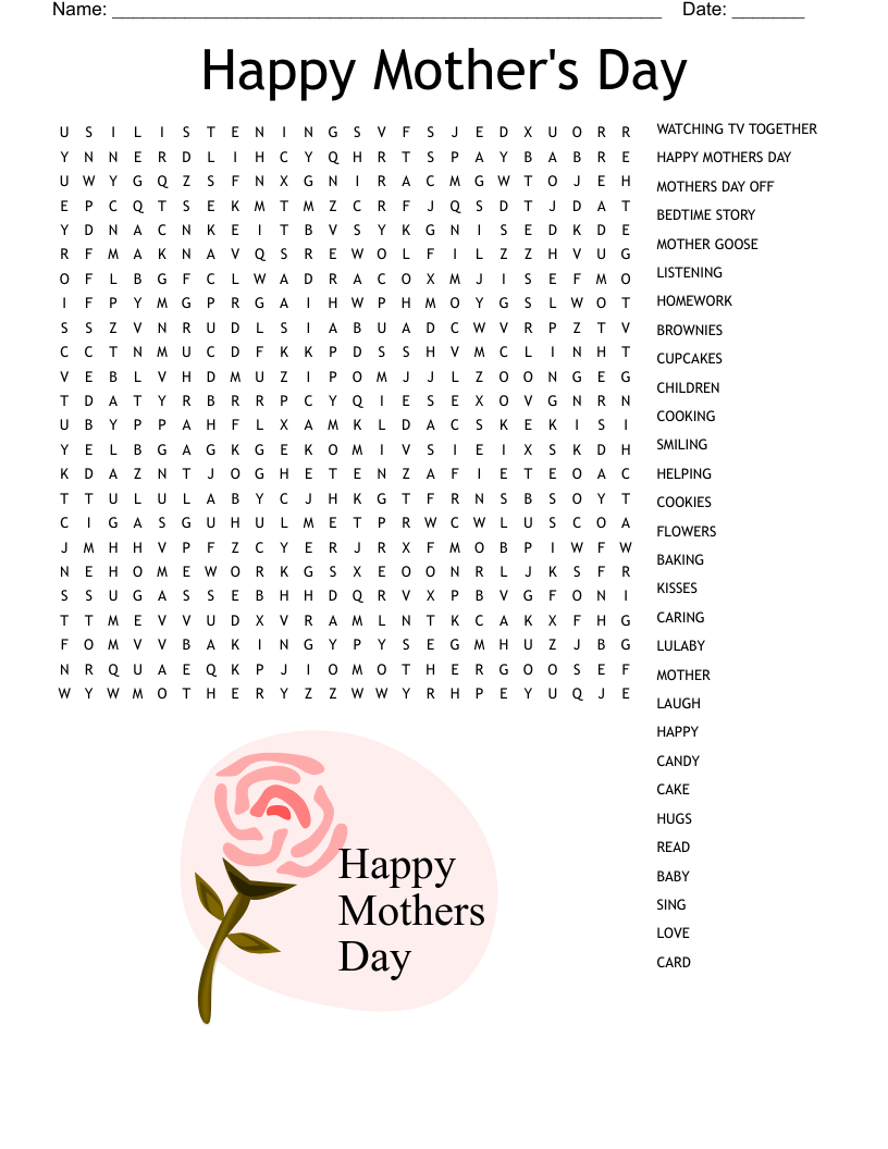 Mother s Day Word Search WordMint