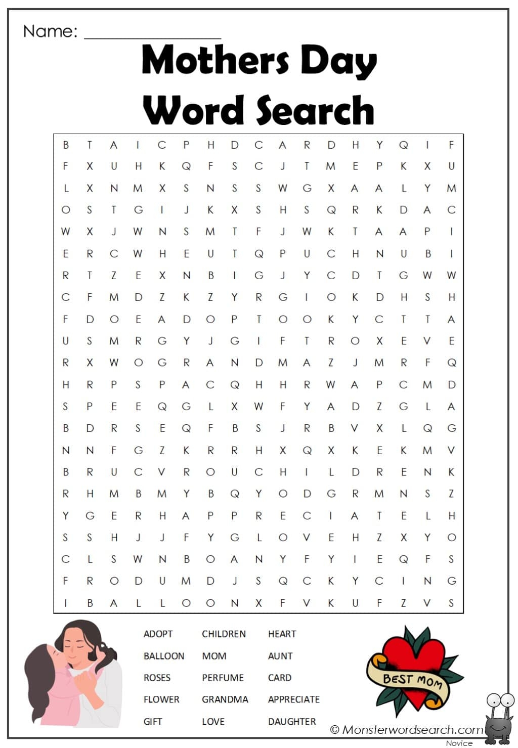 Mothers Day Word Search 3 Monster Word Search Mothers Day Word Search 3 Monster Word Search