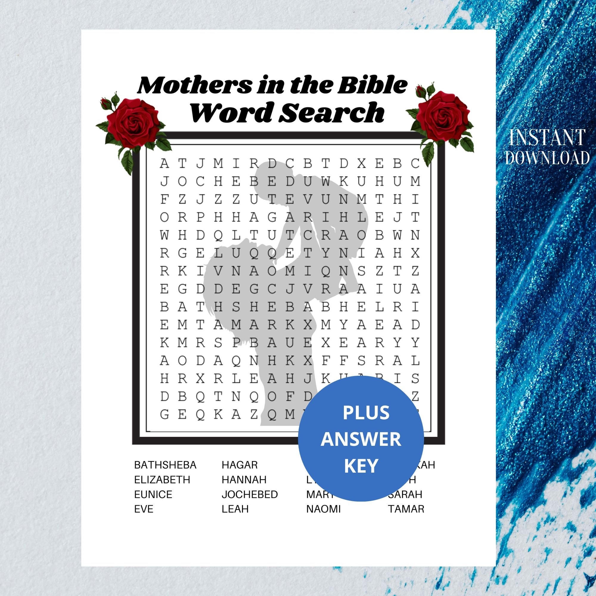 Mothers In The Bible Word Search Bible Word Search Printable Mother s Day Puzzle Etsy