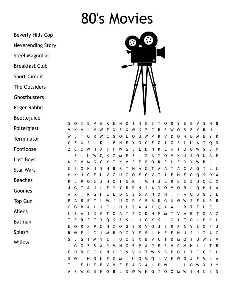 Free Printable Word Searches Making Movies
