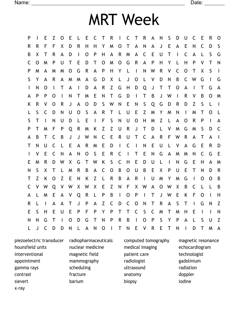 MRT Week Word Search WordMint