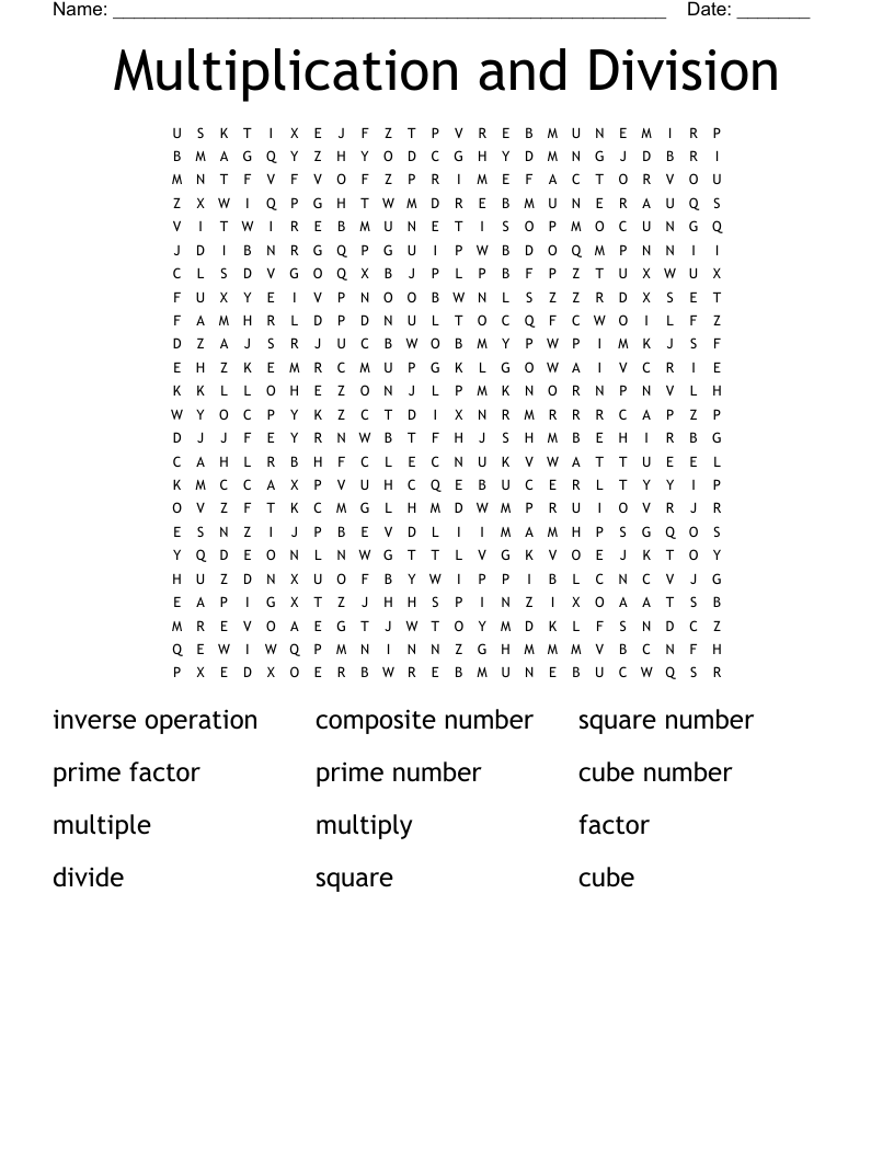Multiplication And Division Word Search WordMint Multiplication And Division Word Search WordMint