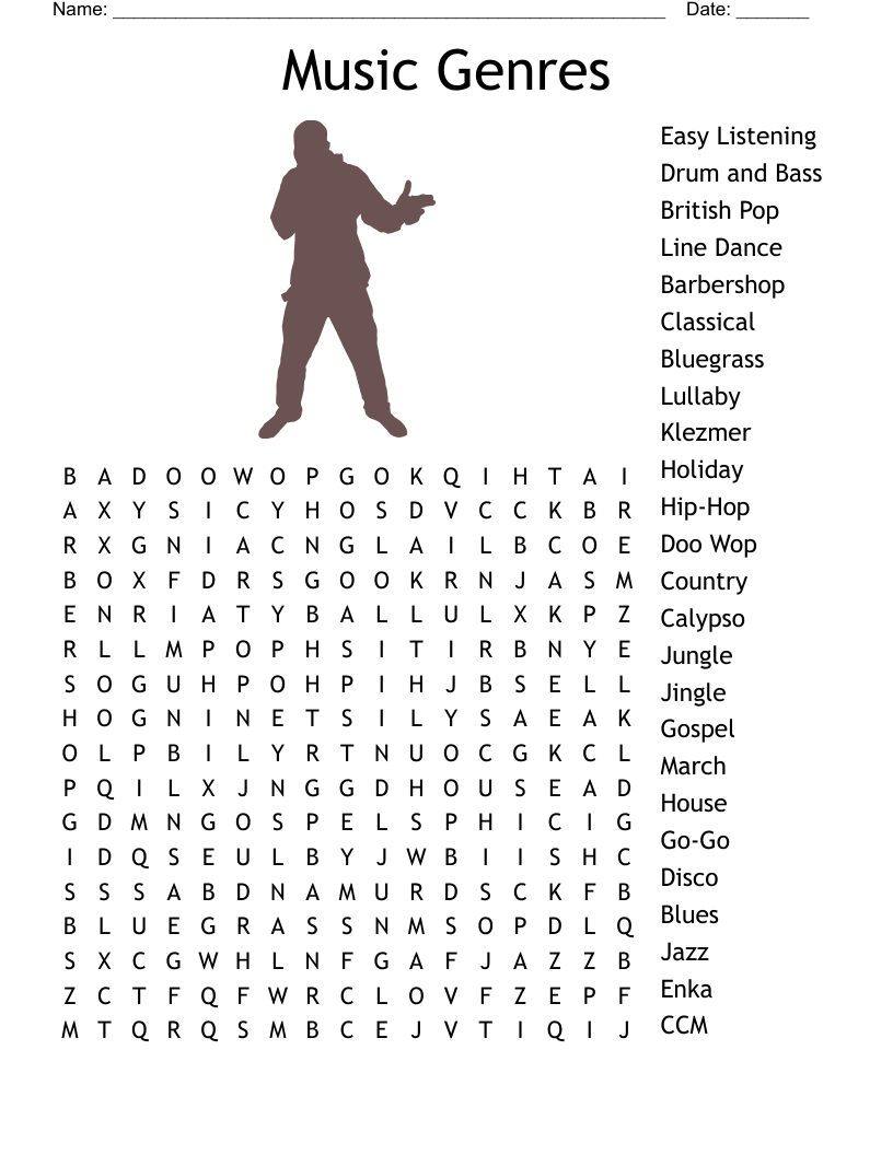 Free Printable Music Word Search Puzzles