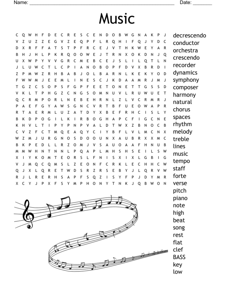 Music Word Search WordMint