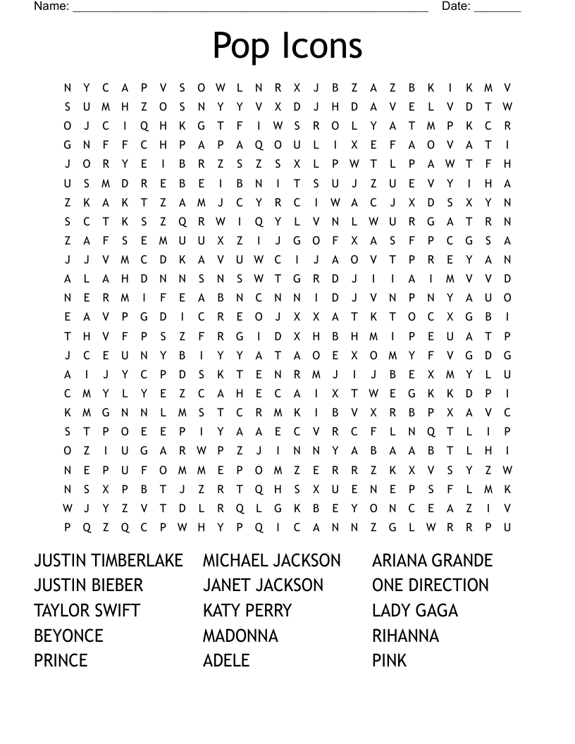 Musicians Word Search WordMint