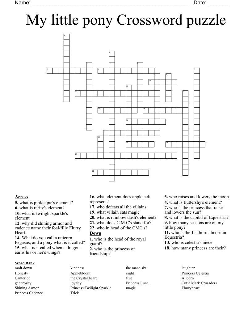 My Little Pony Printable Word Search