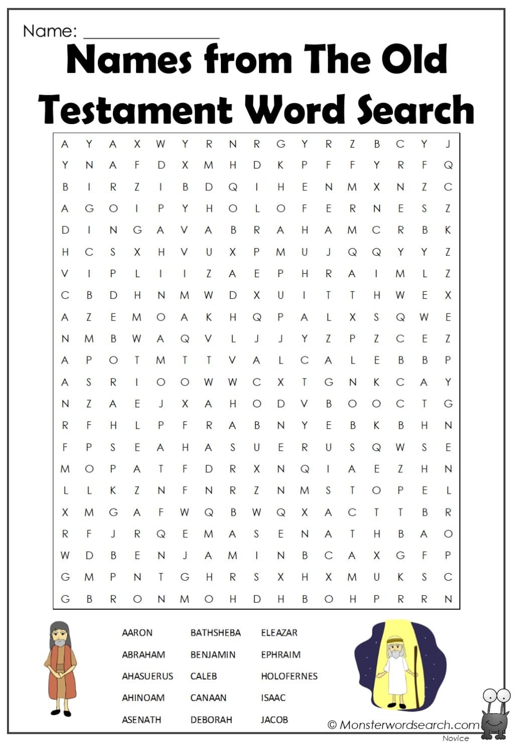 Names From The Old Testament Word Search Monster Word Search