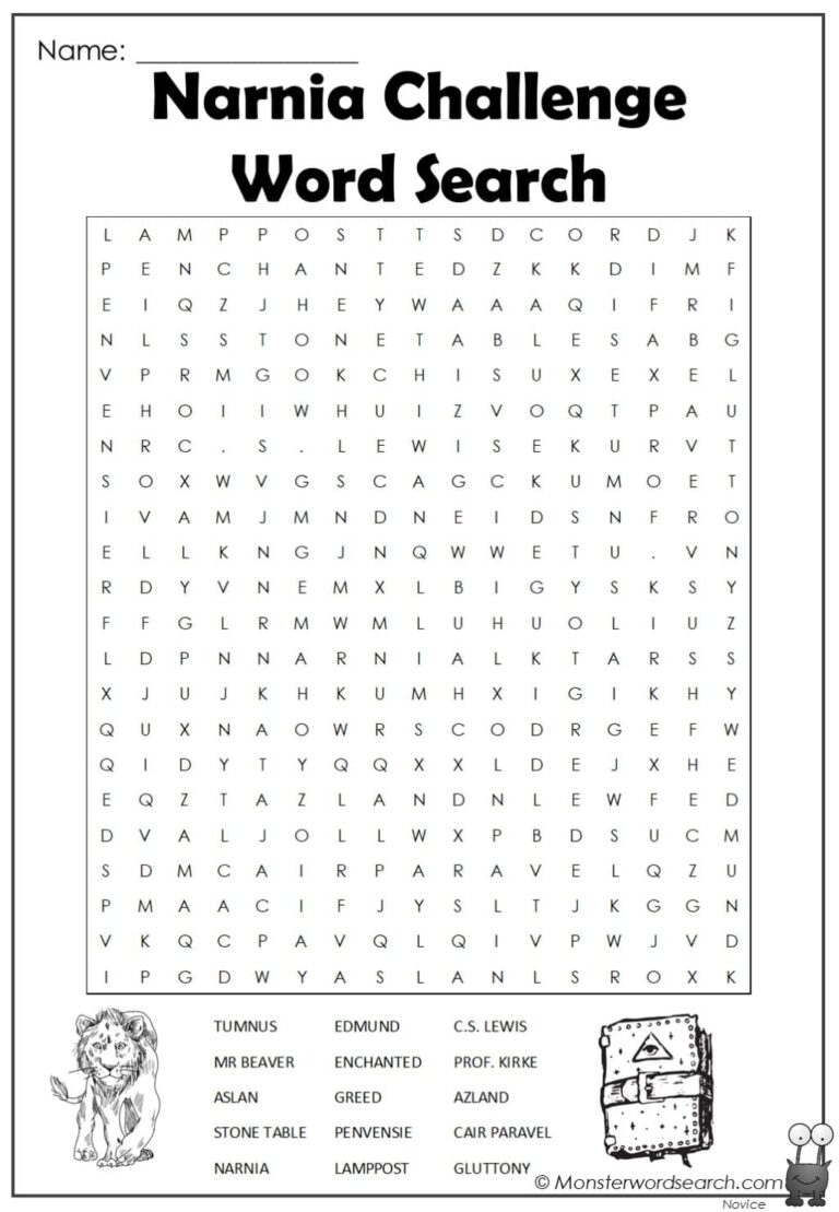 Narnia Challenge Word Search Monster Word Search