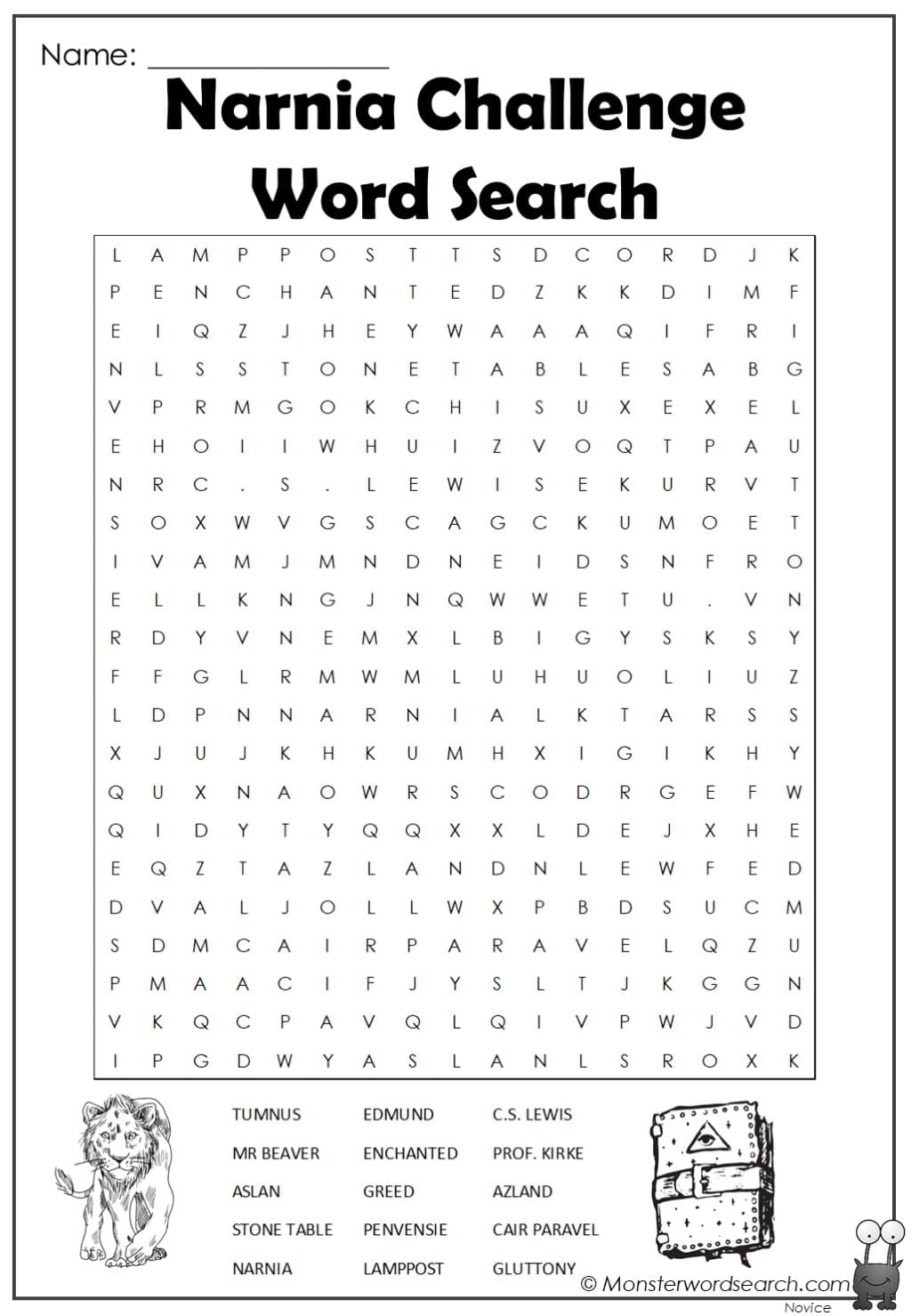 Narnia Challenge Word Search Monster Word Search