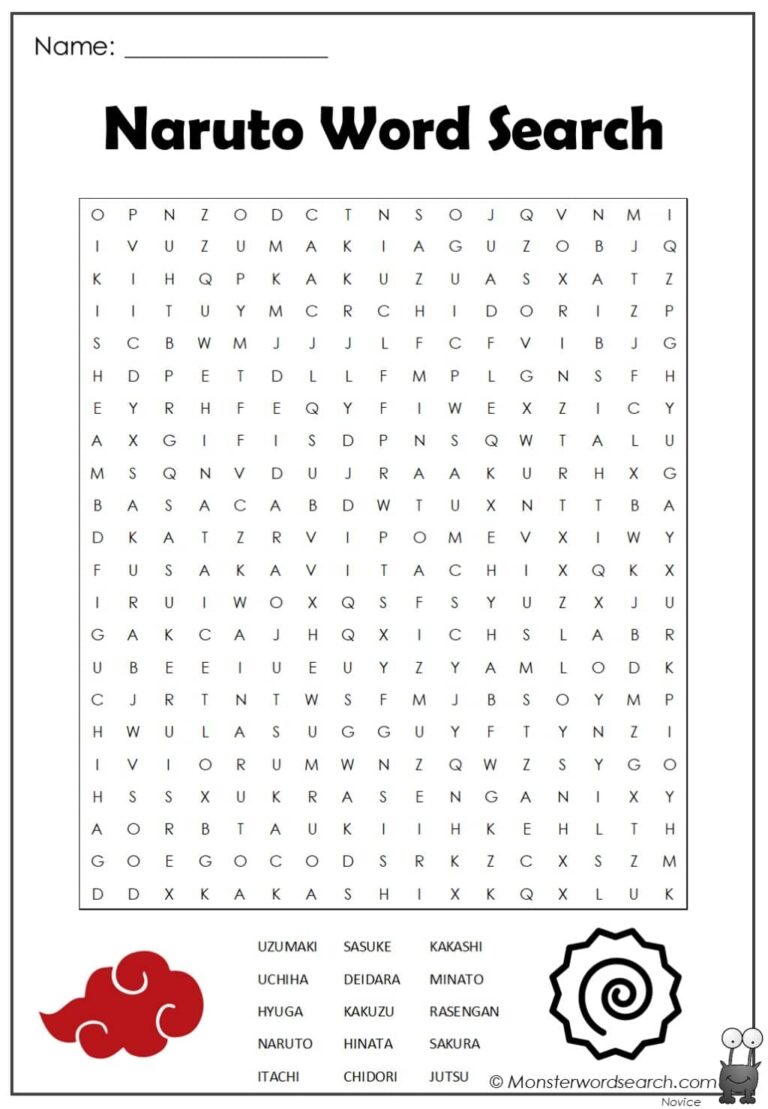 Naruto Word Search Monster Word Search