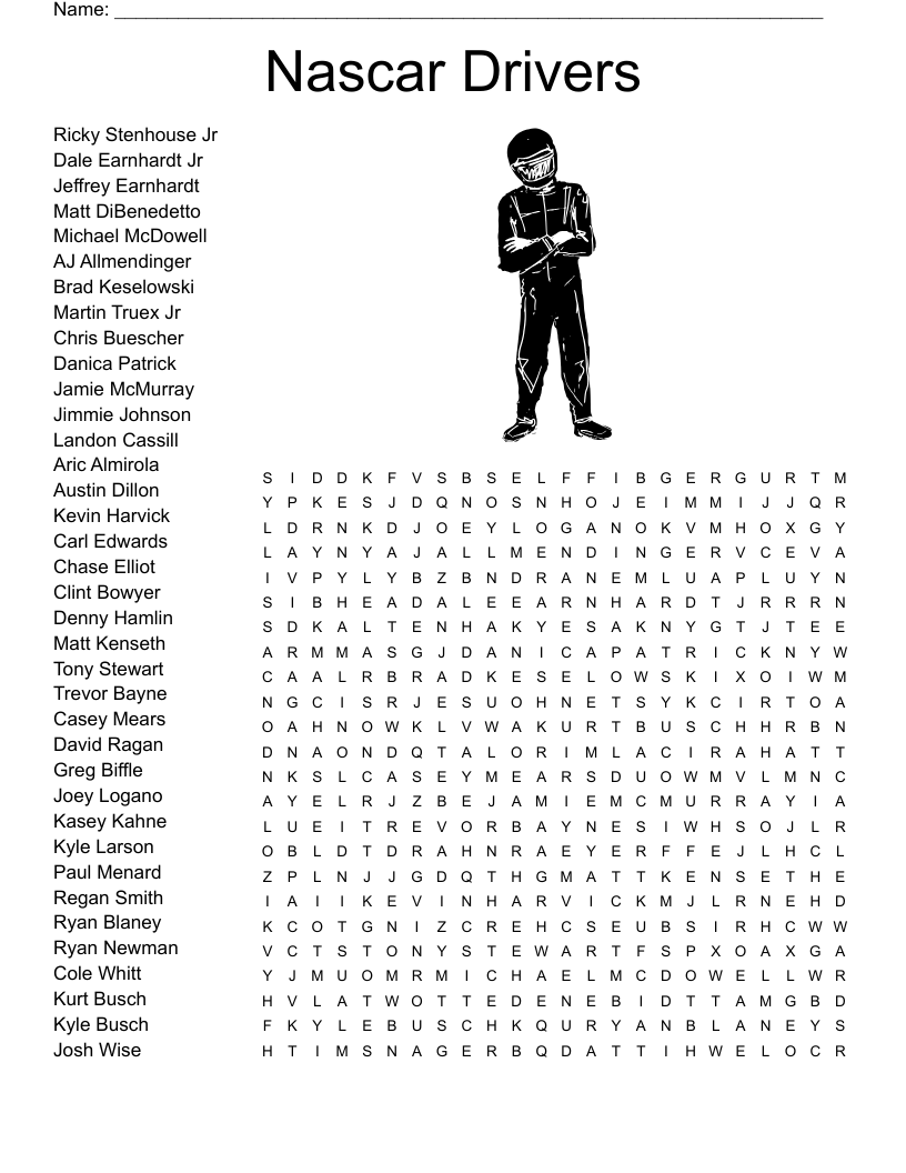 Nascar Drivers Word Search WordMint