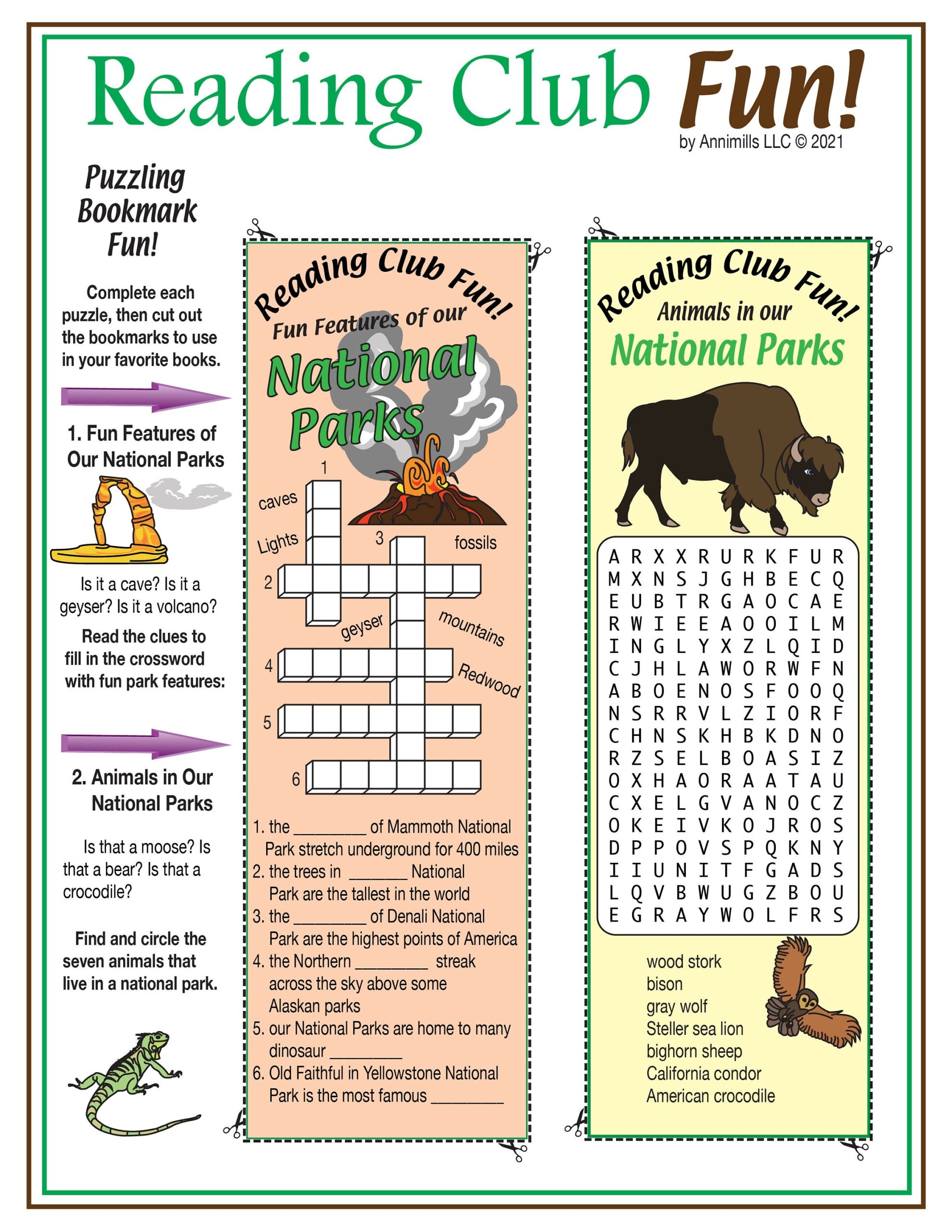 National Parks Printable Puzzle Activity Set Vocabulary Word Search Bonus Puzzle Educational Game Etsy Ireland
