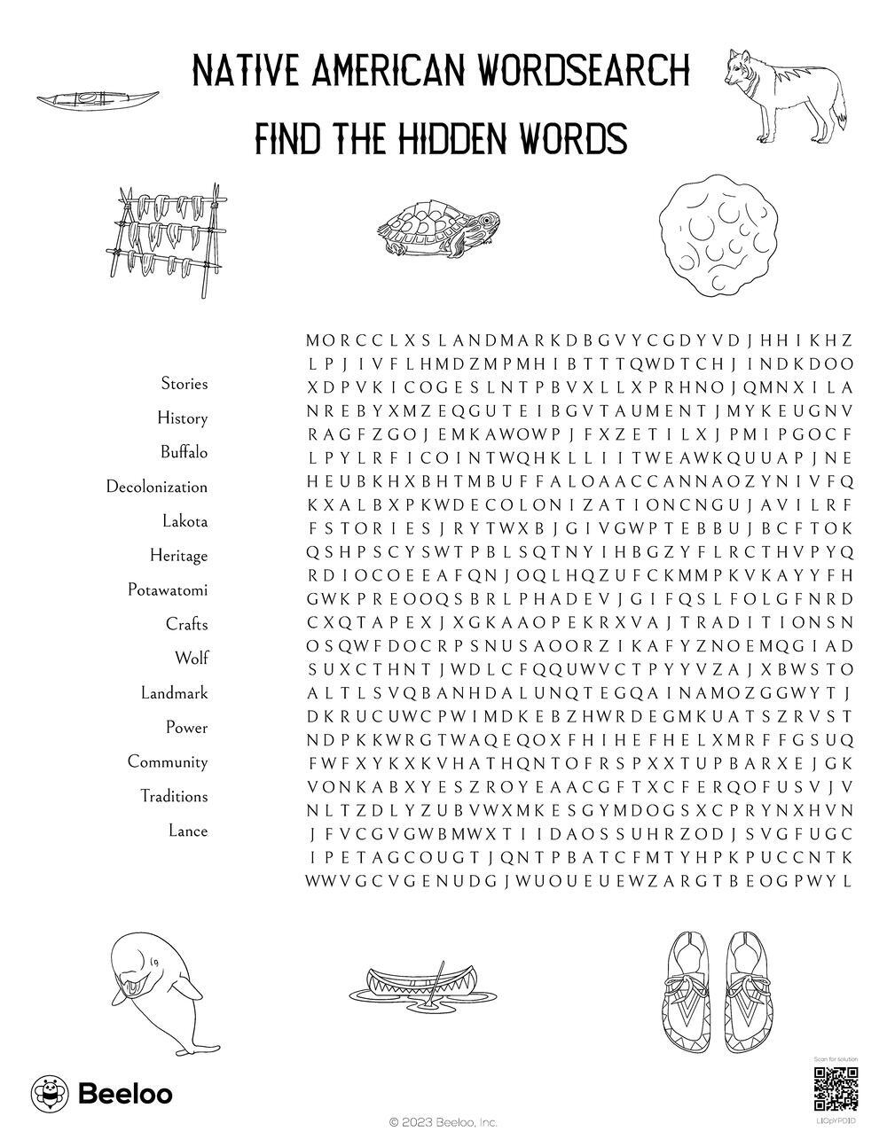 Native Americans Word Search Printable
