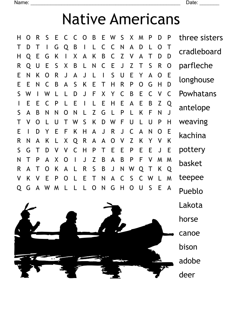Native Americans Word Search WordMint