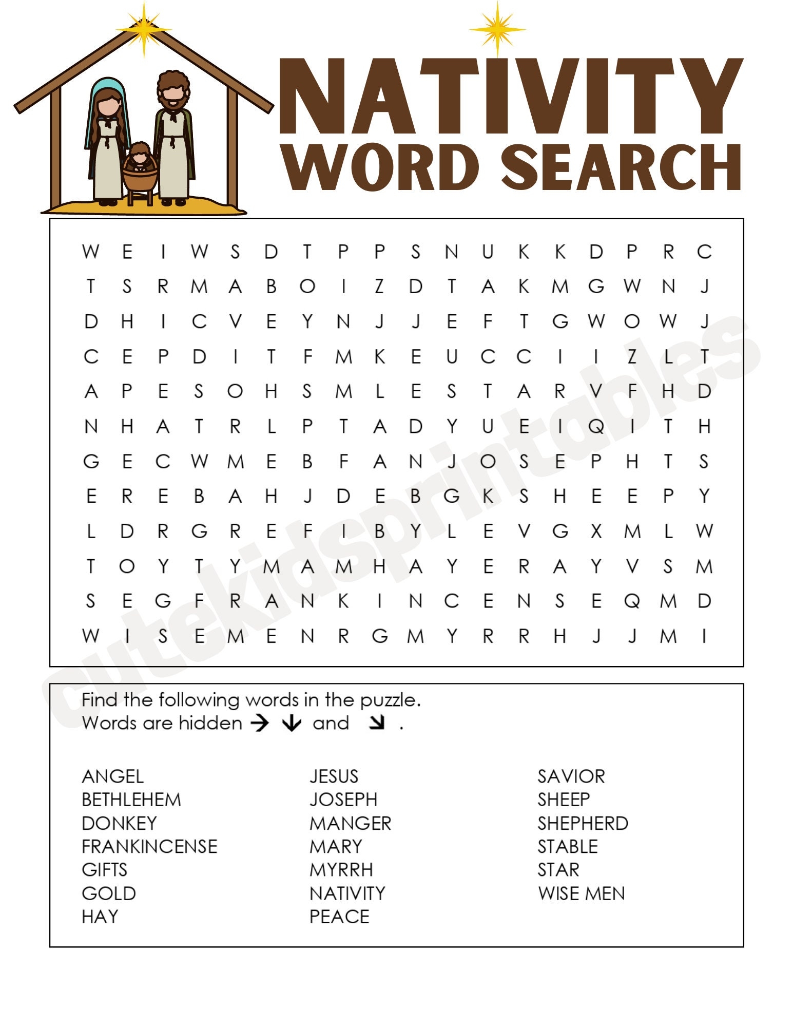 Bible Christmas Word Search Printable