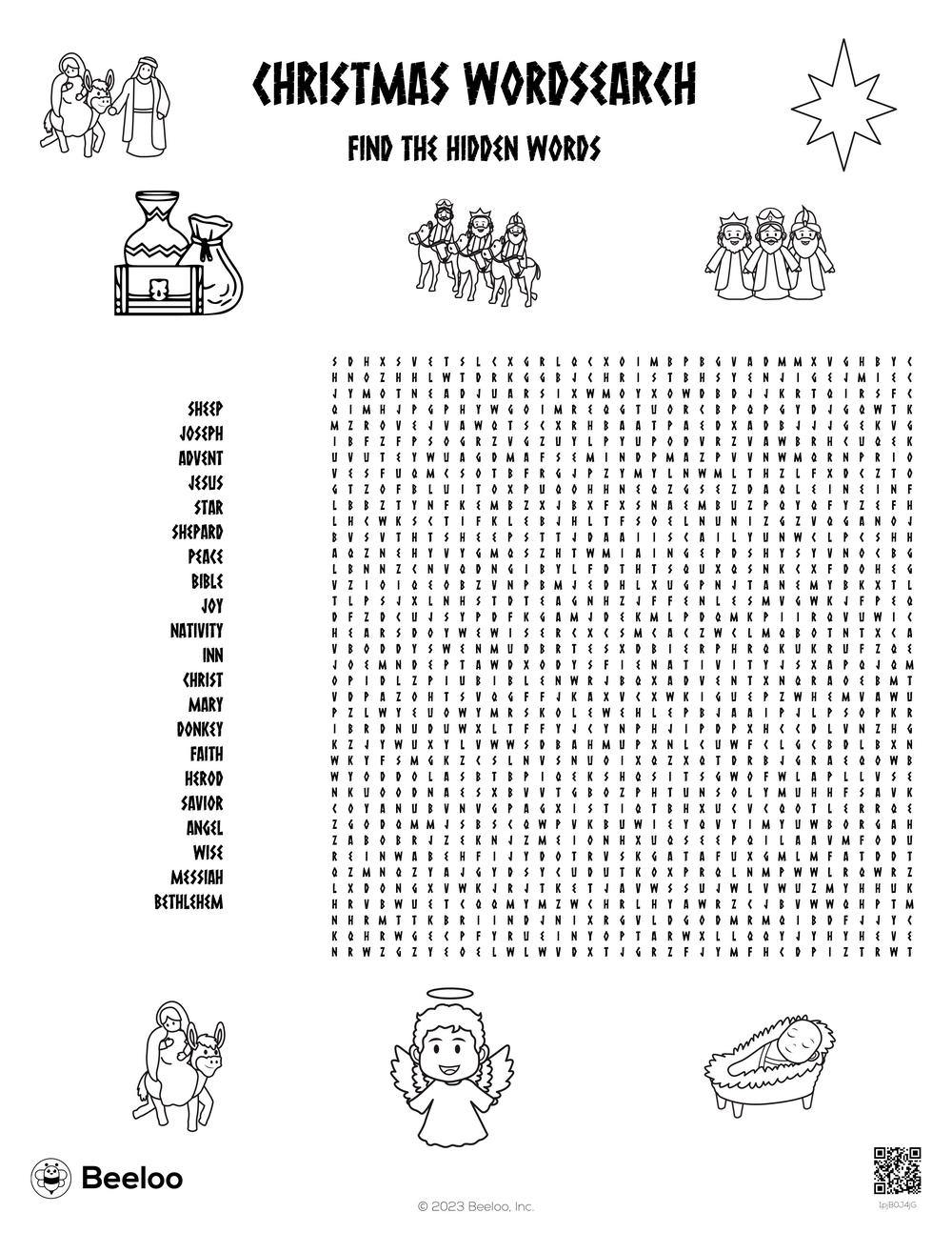 Nativity themed Word Searches Beeloo Printable Crafts And 