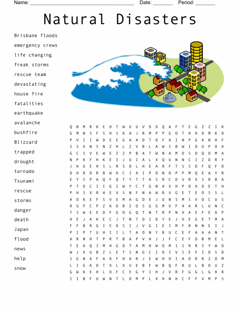 Natural Disasters Word Search WordMint