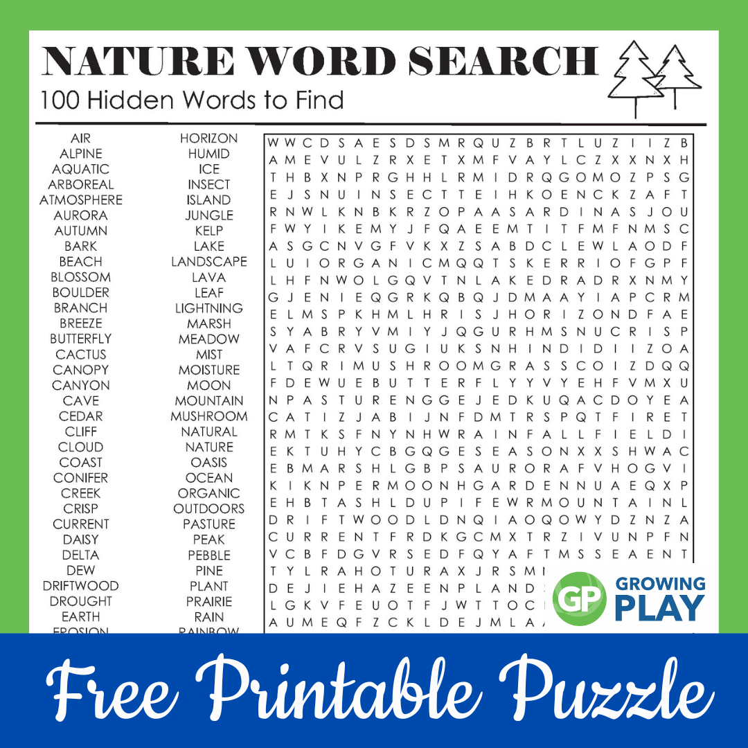 Word Search Printable Nature