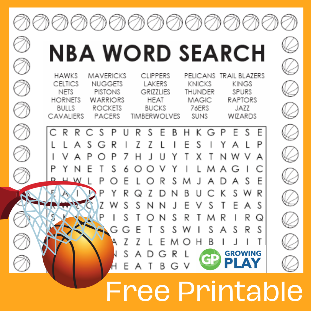 NBA Word Search Free Printable For All Ages Growing Play Worksheets Library