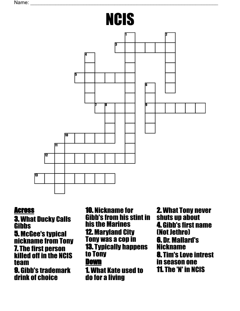 NCIS Crossword WordMint