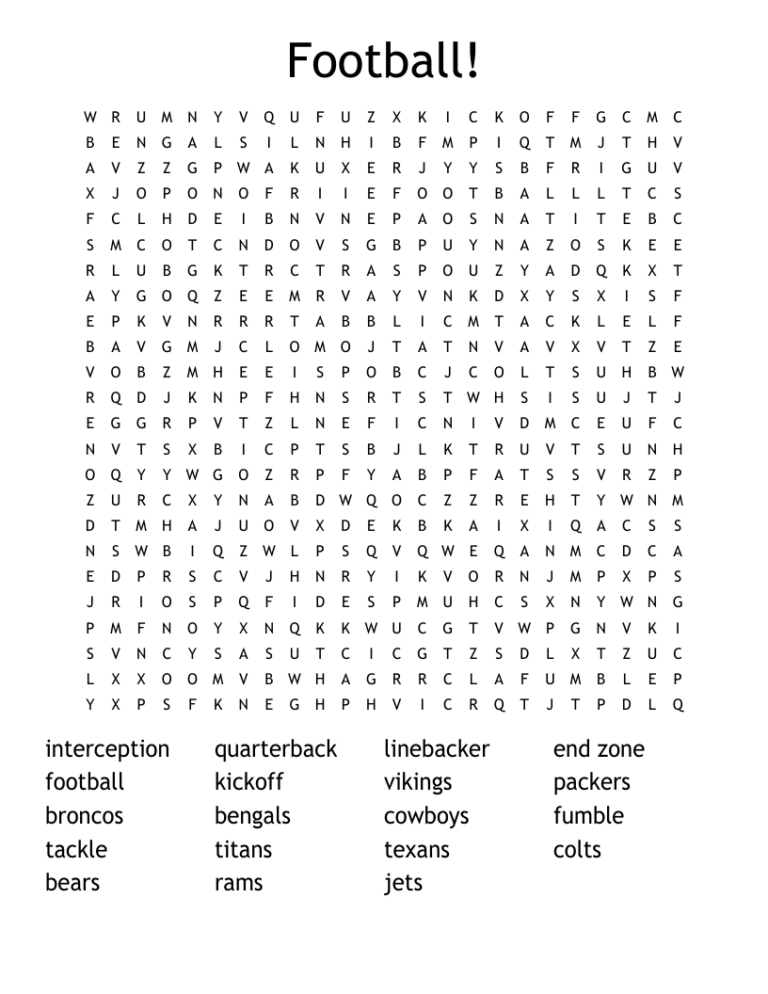 New England Patriots Word Search WordMint