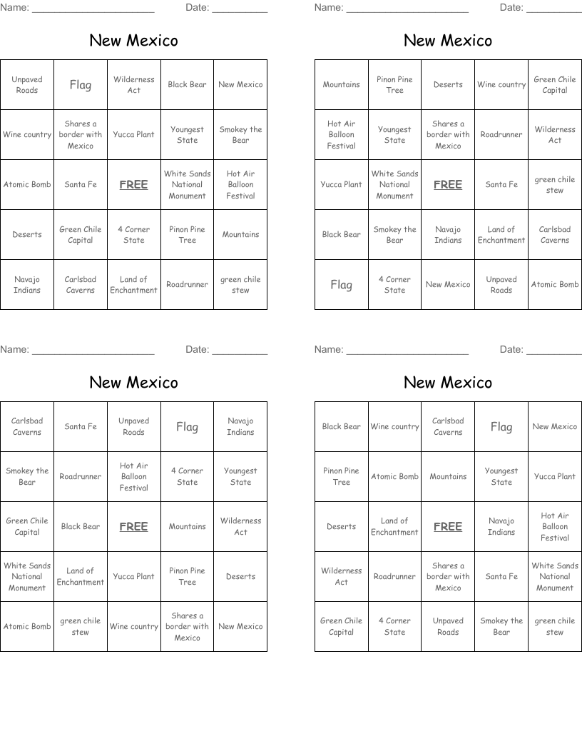 New Mexico Word Search WordMint