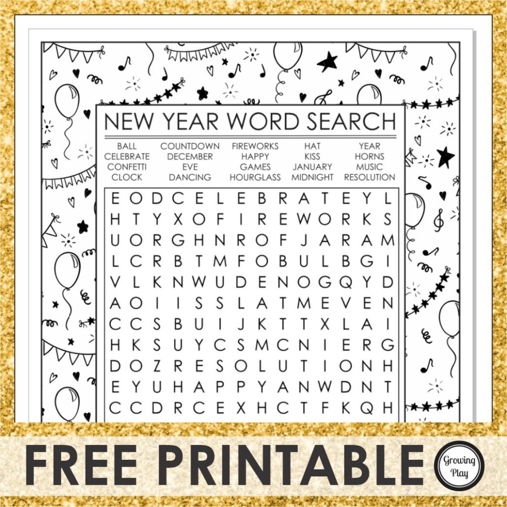 New Years Word Search Printable Free