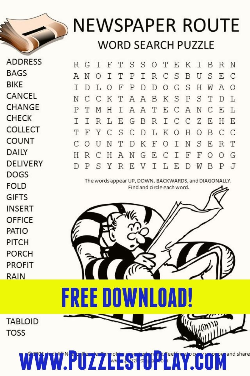 Newspaper Route Word Search Puzzle Worksheets Library Newspaper Route Word Search Puzzle Worksheets Library