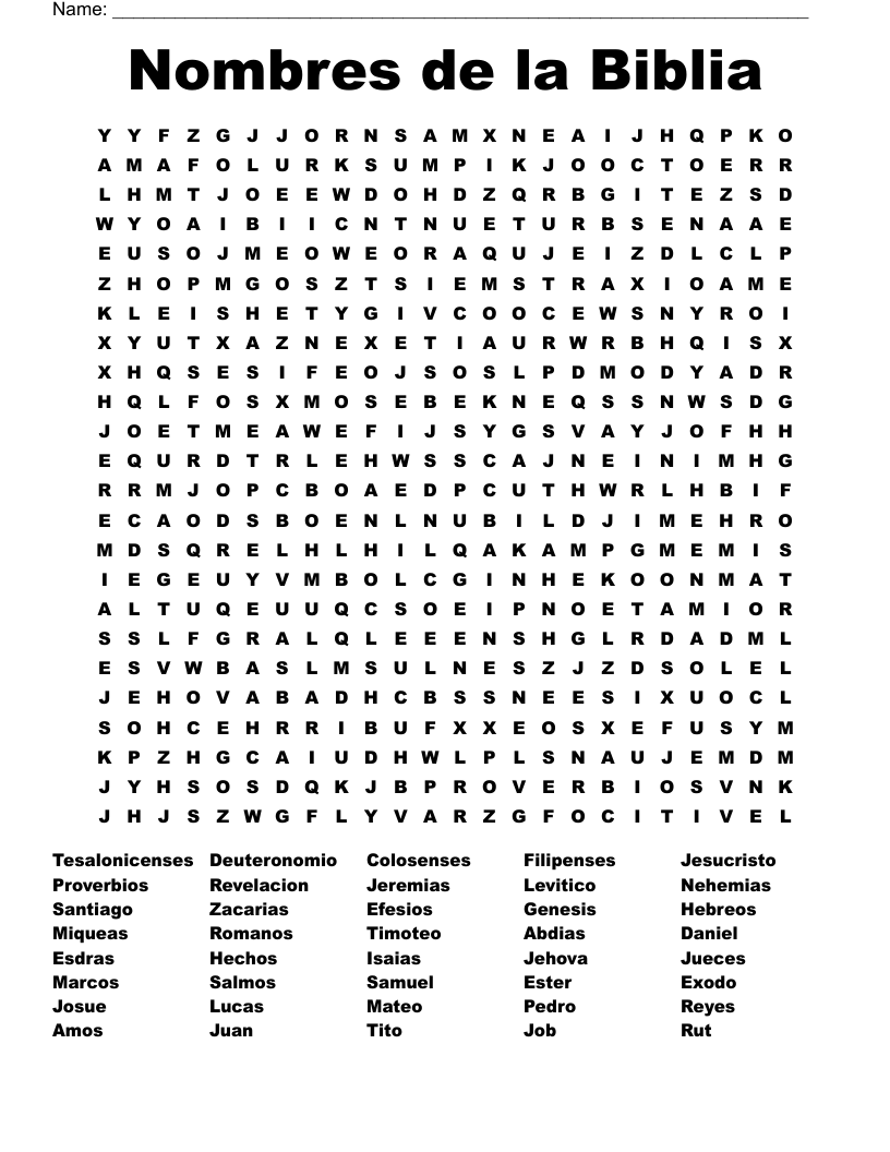 Nombres De La Biblia Word Search WordMint