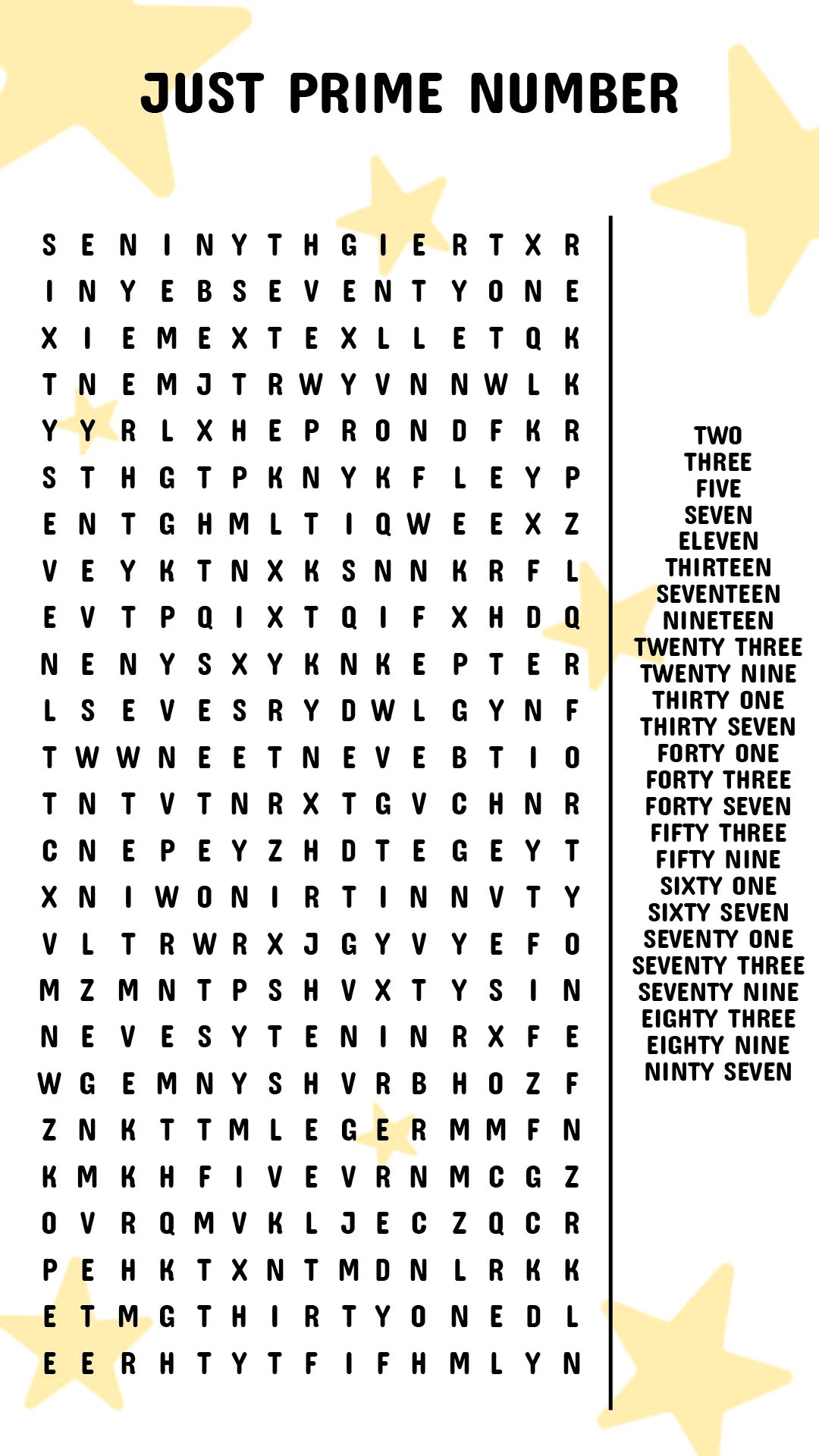 Free Printable Number Word Search Puzzles