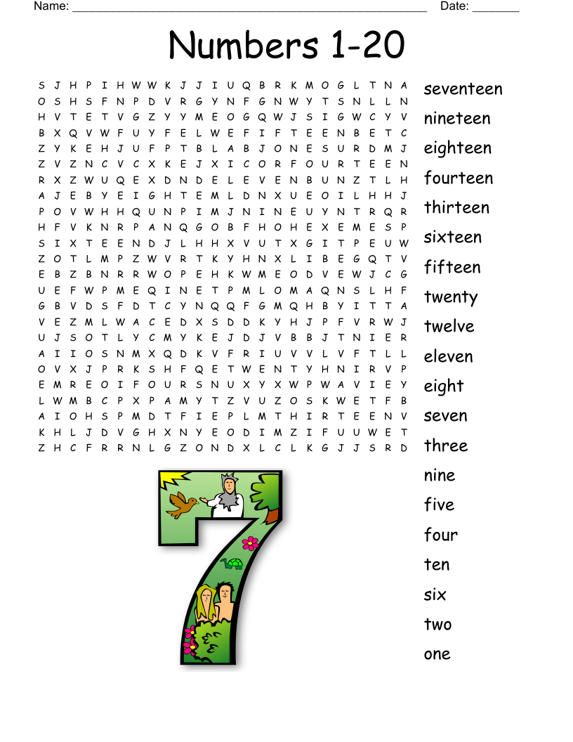 Numbers 1 20 Word Search WordMint Numbers 1 20 Word Search WordMint