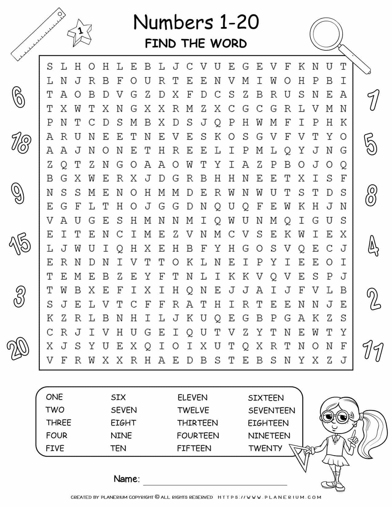 Numbers Worksheets Find The Word 1 20 Planerium Numbers Worksheets Find The Word 1 20 Planerium
