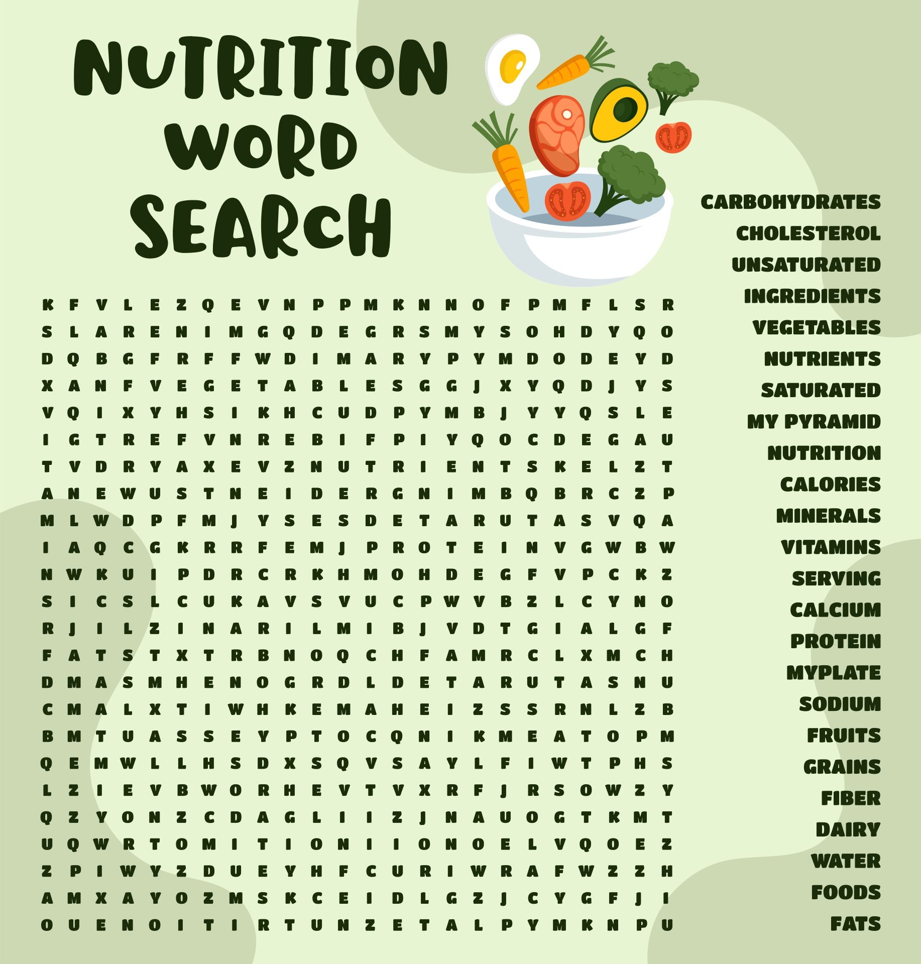 Nutrition Puzzles Word Search 10 Free PDF Printables Printablee Worksheets Library